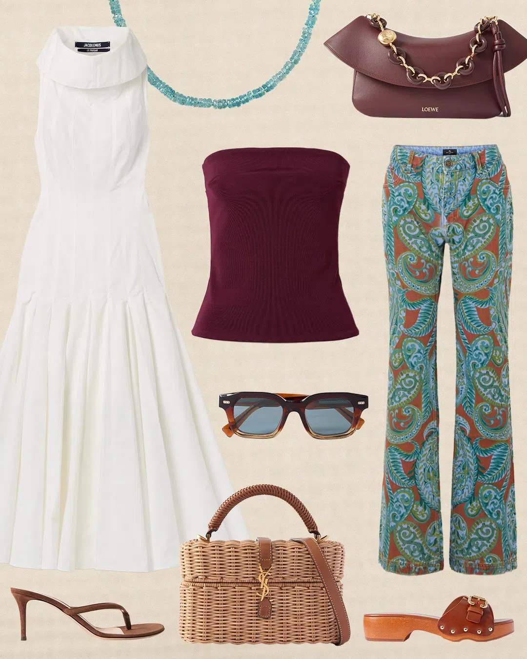 JACQUEMUS Triana Paneled Pleated Cotton-poplin Midi Dress In White