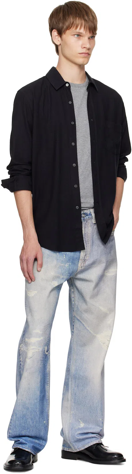 OUR LEGACY Mens Digital Denim Print Third Cut Faded-wash Denim Jeans In Blue