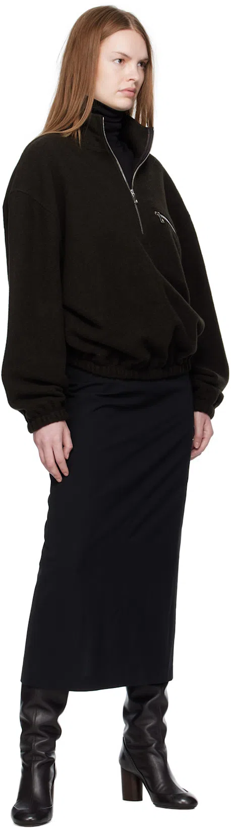 THE ROW Black Mathias Midi Skirt In Blk Black