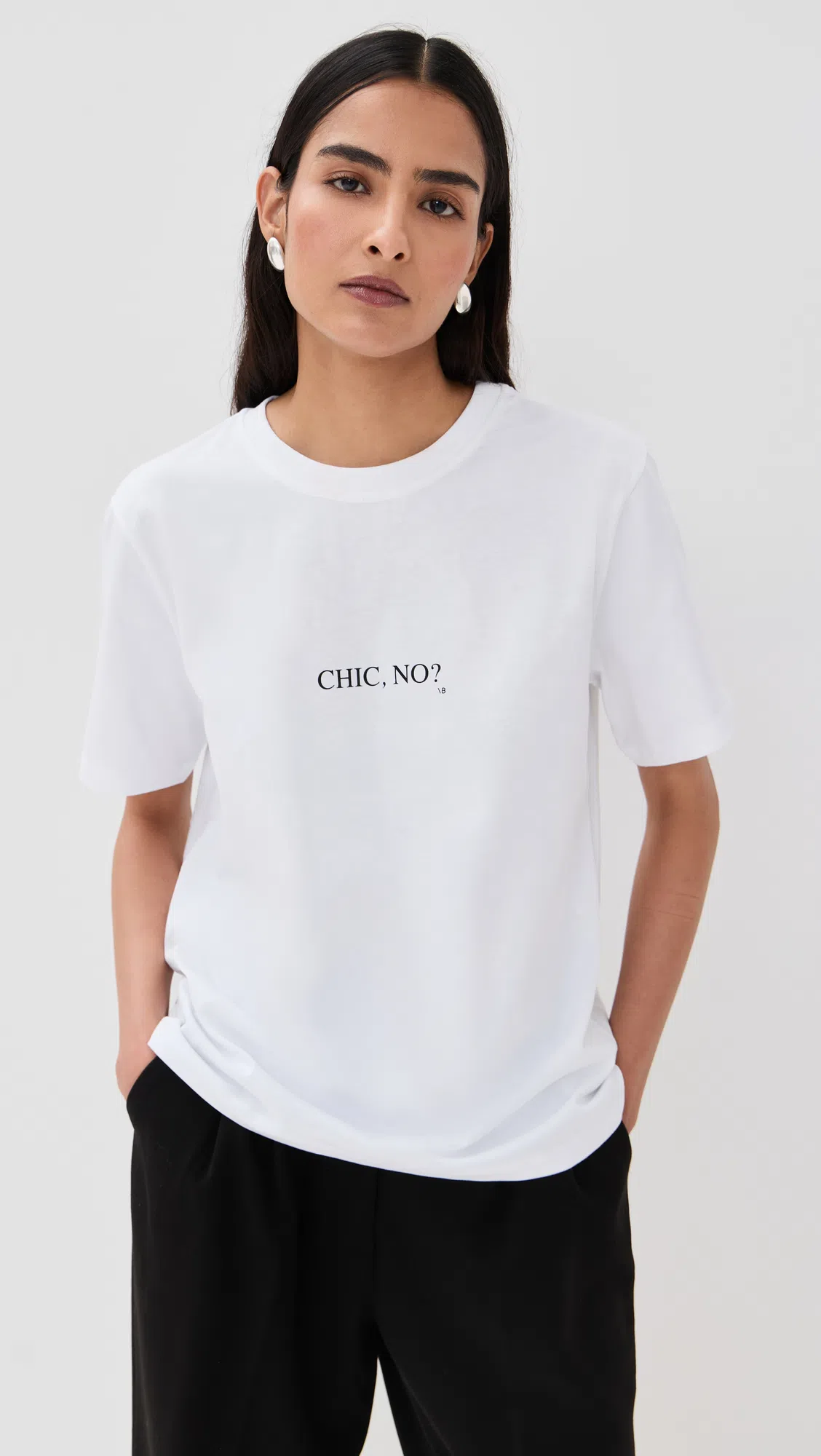 VICTORIA BECKHAM White Crewneck T-shirt With Slogan Print On The Front In Cotton Woman