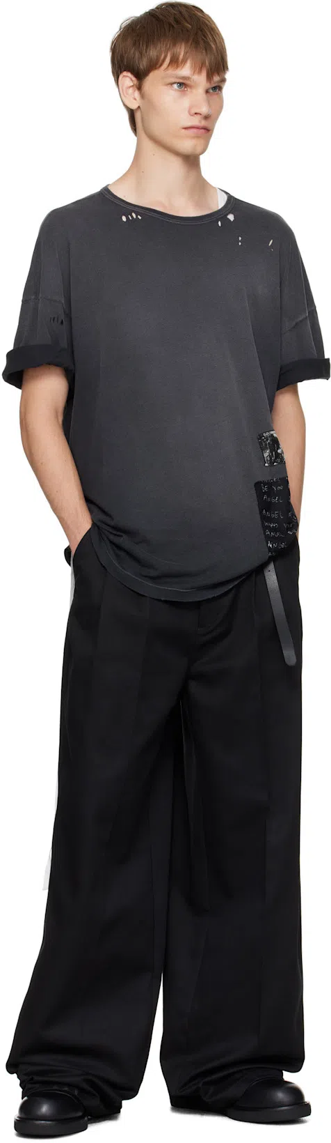 ANN DEMEULEMEESTER Dieter High Comfort T-shirt With Patches In Black