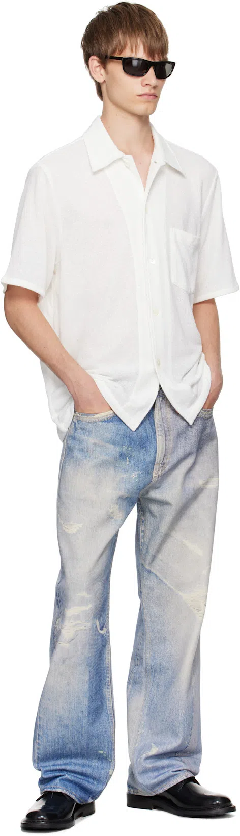 OUR LEGACY Mens Digital Denim Print Third Cut Faded-wash Denim Jeans In Blue