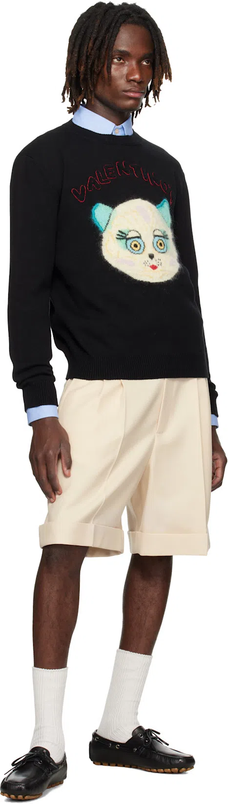 VALENTINO Wool Cotton Chat De La Maison Sweater In Black