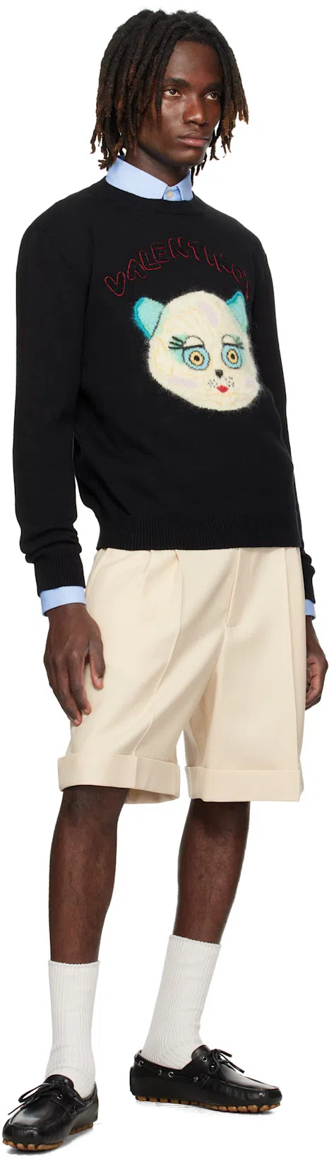 VALENTINO Wool Cotton Chat De La Maison Sweater In Black