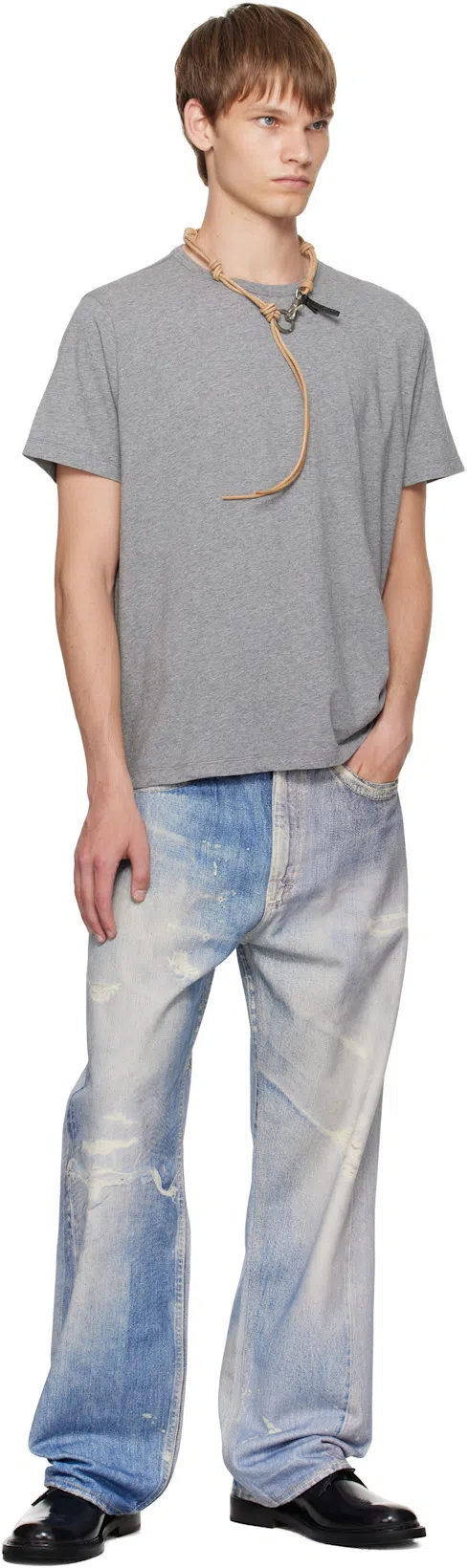 OUR LEGACY Mens Digital Denim Print Third Cut Faded-wash Denim Jeans In Blue