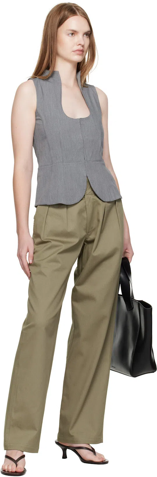 GIMAGUAS Melange Grey Stretch Jersey Amor Top In Gray