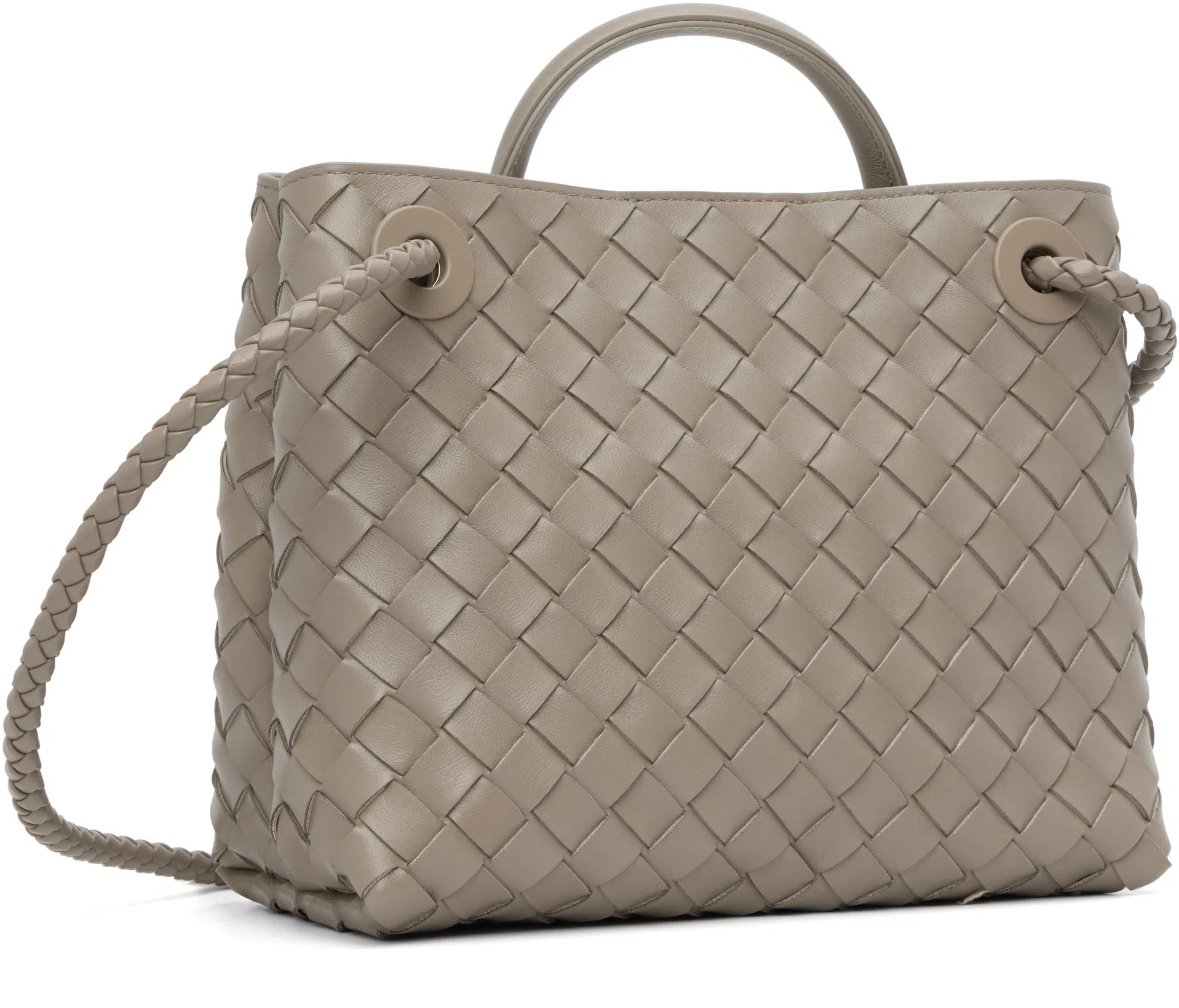 BOTTEGA VENETA Andiamo Small Intrecciato Leather Tote In Gray