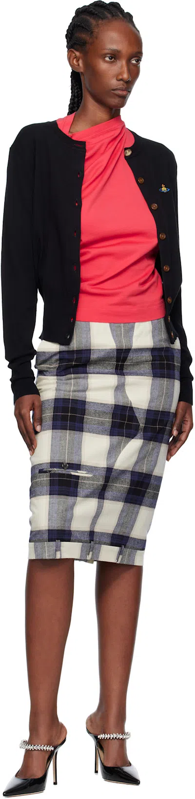 VIVIENNE WESTWOOD Cropped Cardigan With Distinctive Buttons And Embroidered Emblem In Black