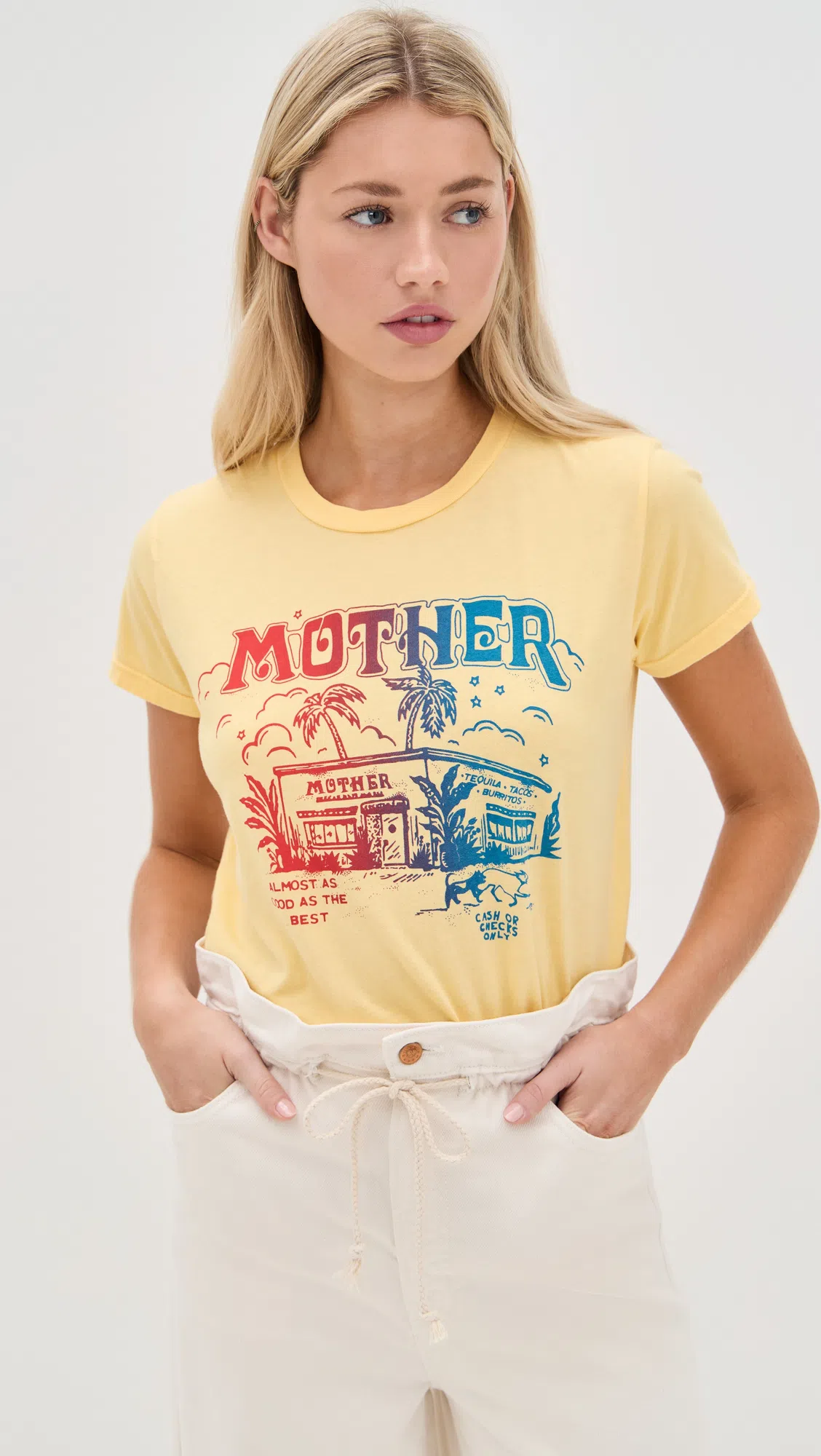 MOTHER Petites The Lil Mid Rise Hiker Hover Fight For Your Right Jeans In Blue - Size 23