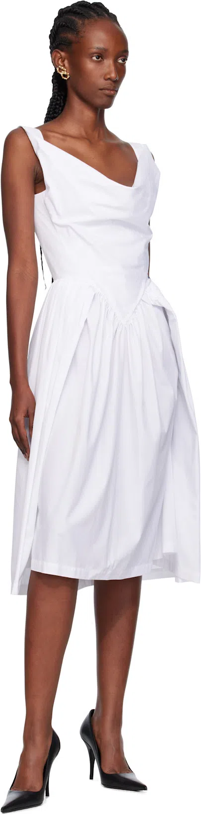 VIVIENNE WESTWOOD Sunday Draped Cotton And Silk Midi Dress In White