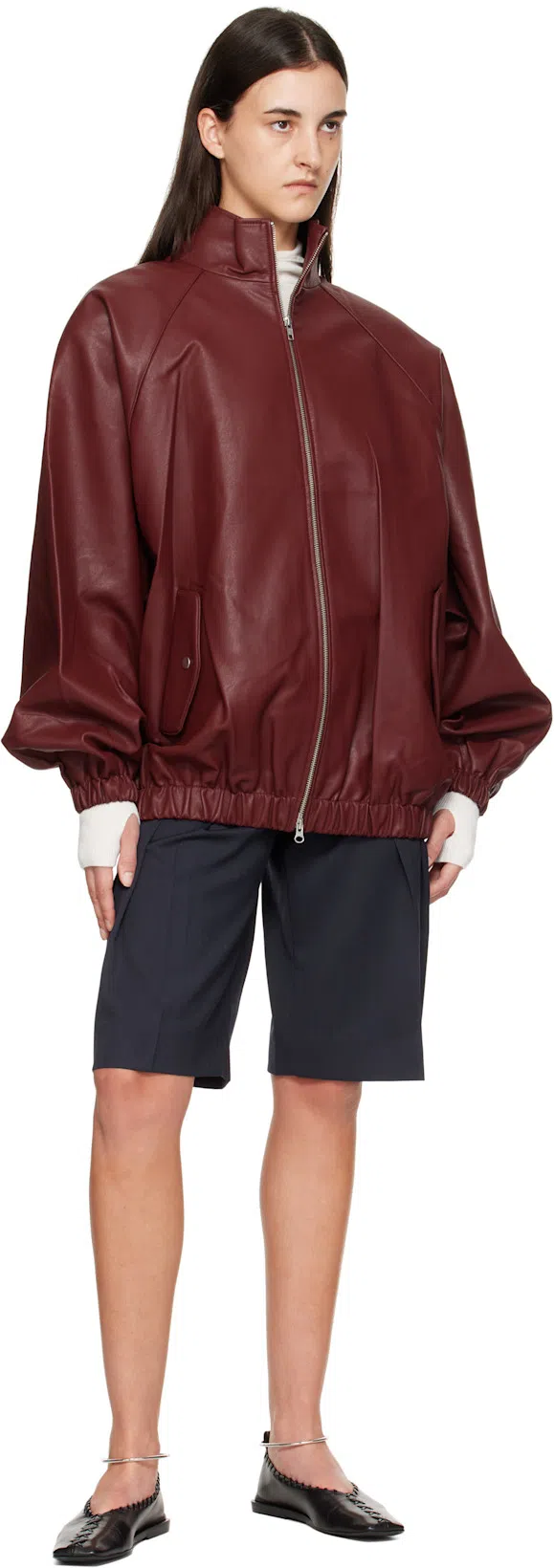 JIL SANDER Leather Sandals Flat Sole Pointed Toe In Black