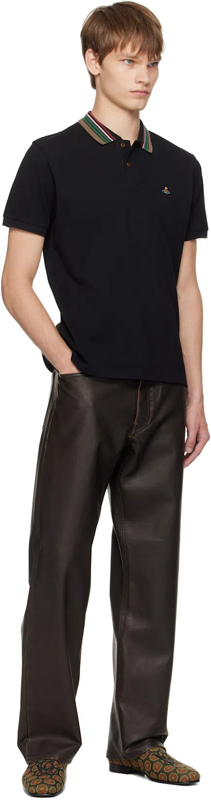 VIVIENNE WESTWOOD Classic Cotton Pique Polo Shirt In Black