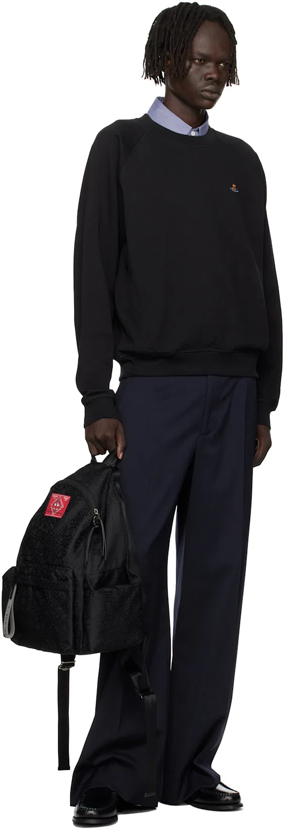 VIVIENNE WESTWOOD Crewneck Sweater With Embroidered Emblem And Ribbed Details In Black