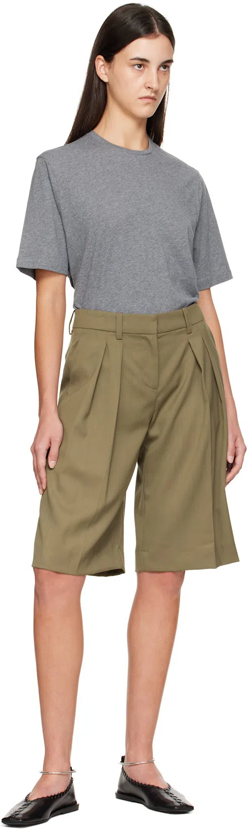 JIL SANDER Leather Sandals Flat Sole Pointed Toe In Black