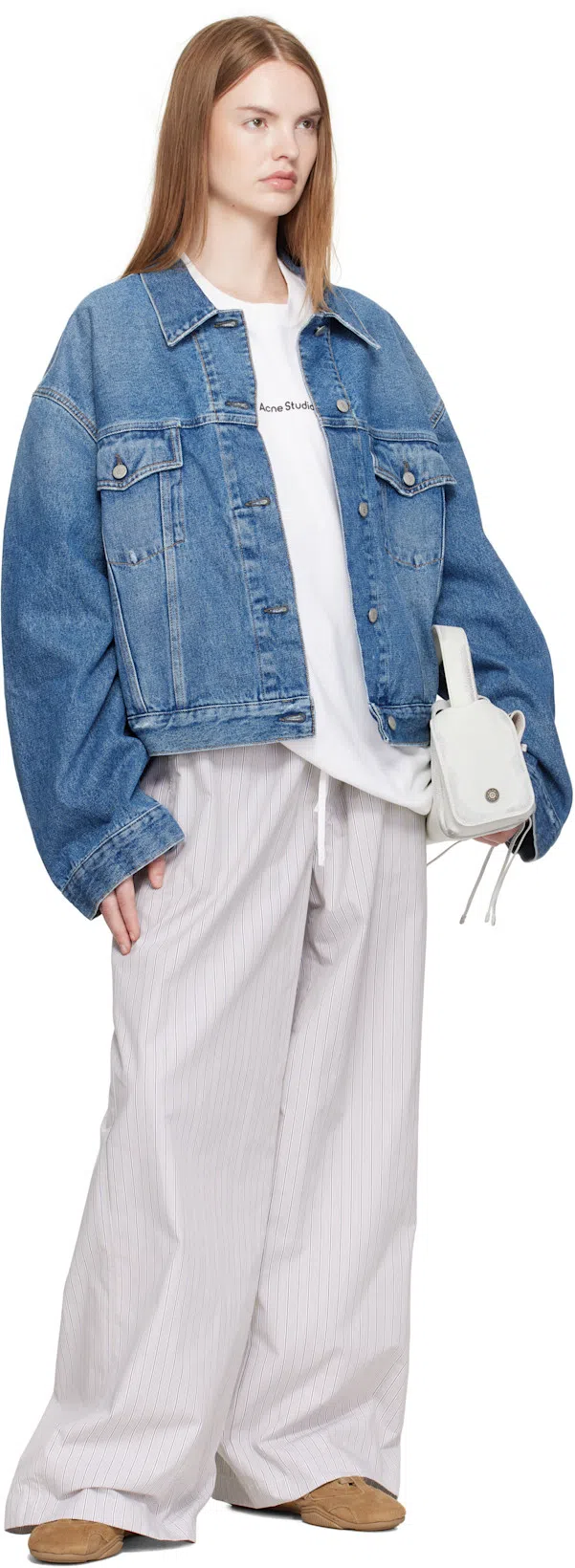 ACNE STUDIOS Relaxed Cropped Denim Jacket In Blue