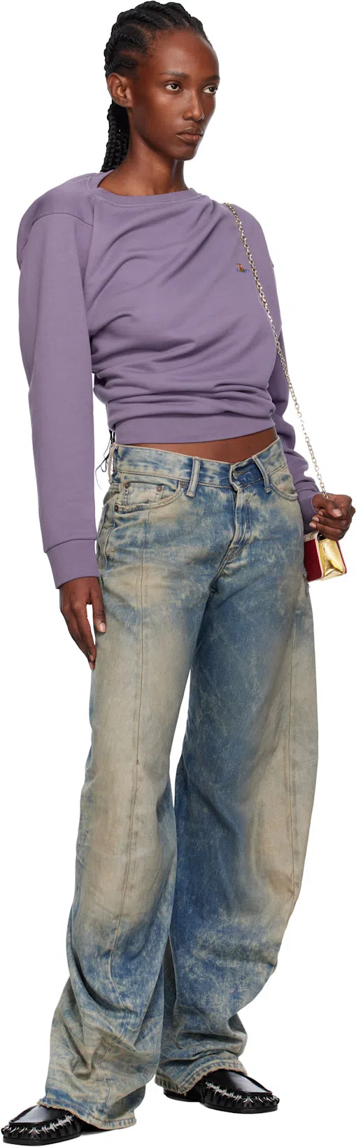 ACNE STUDIOS Womens Mid Blue Barrel-leg Goldmine Denim Jeans In Multi