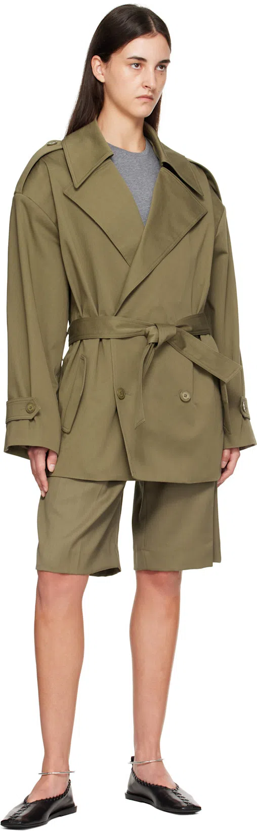 JIL SANDER Leather Sandals Flat Sole Pointed Toe In Black