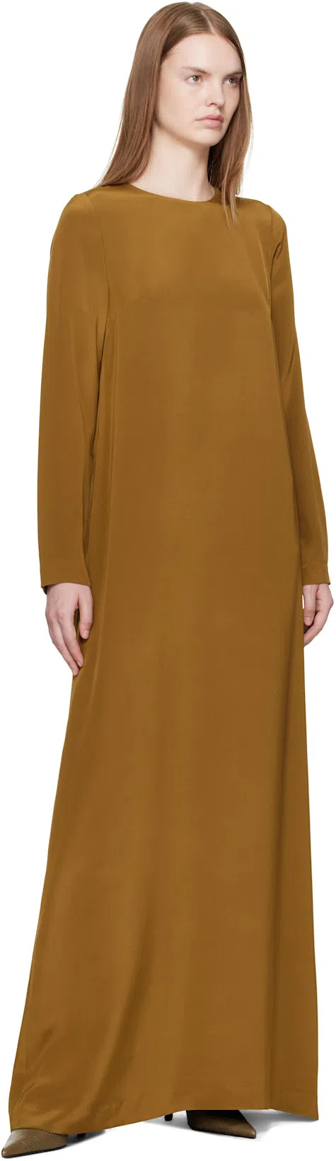 TOTÊME Toteme Lizard Embossed Sharp Pointed Toe Slingback Pump In Brown