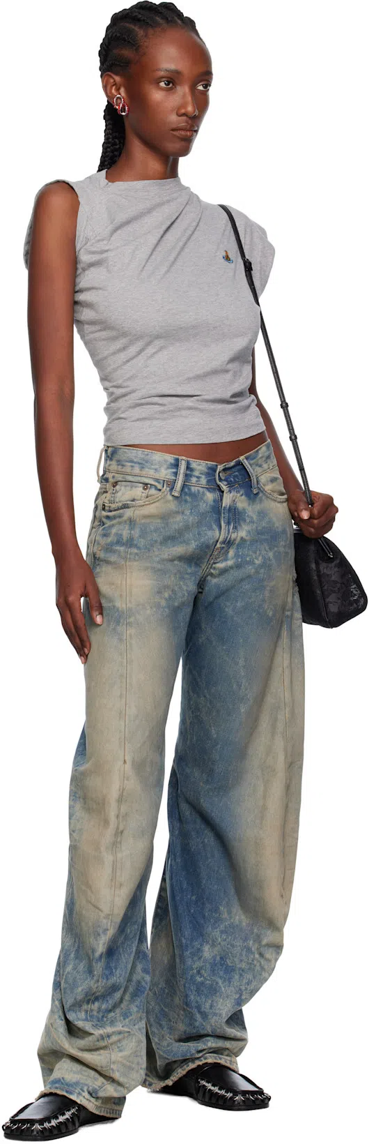 ACNE STUDIOS Womens Mid Blue Barrel-leg Goldmine Denim Jeans In Multi