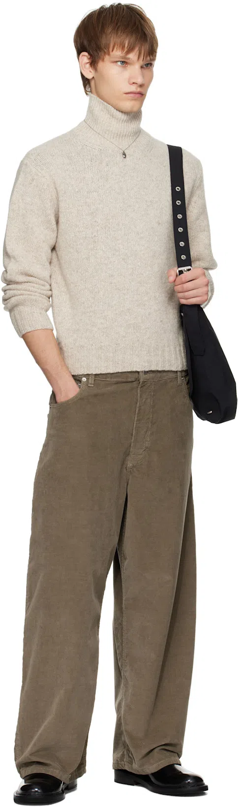 OUR LEGACY Black Slim Satchel Bag In Static Black Papyrus