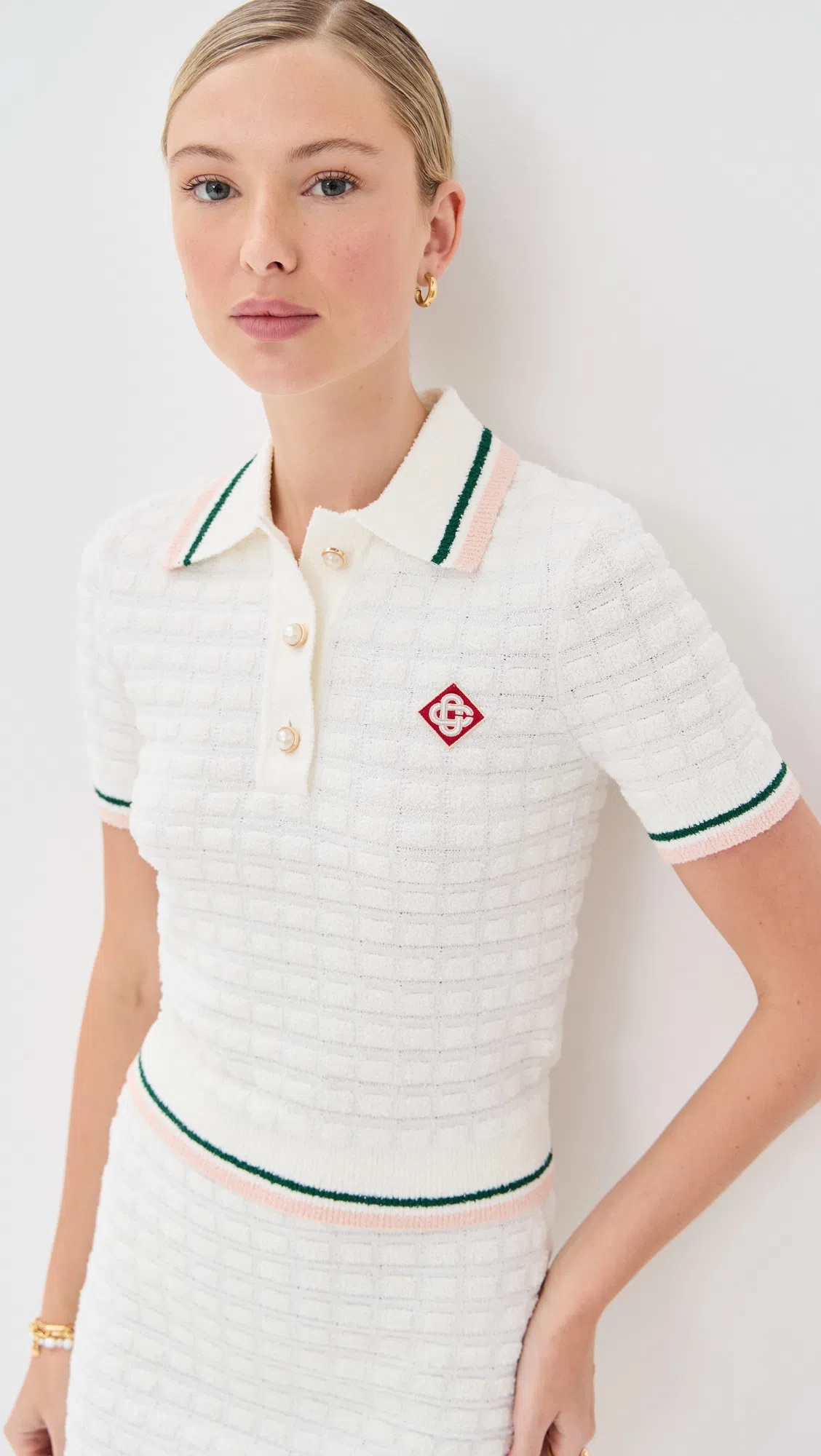 CASABLANCA White Cotton Nylon Polo Shirts In Multi