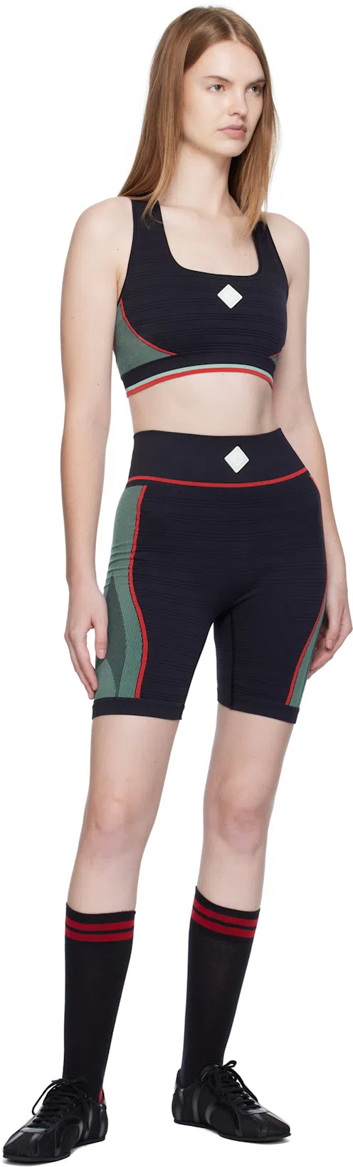 CASABLANCA Seamless Ribbed Stretch Shorts In Multi