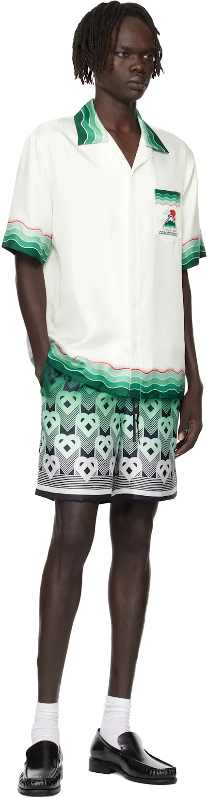 CASABLANCA Silk Short-sleeved Shirt With Wave In Multi