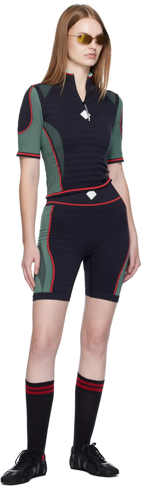 CASABLANCA Seamless Ribbed Stretch Shorts In Multi