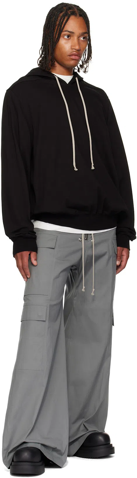 RICK OWENS Black Hollywood Megalace Mega Tractor Boots In 09 Black