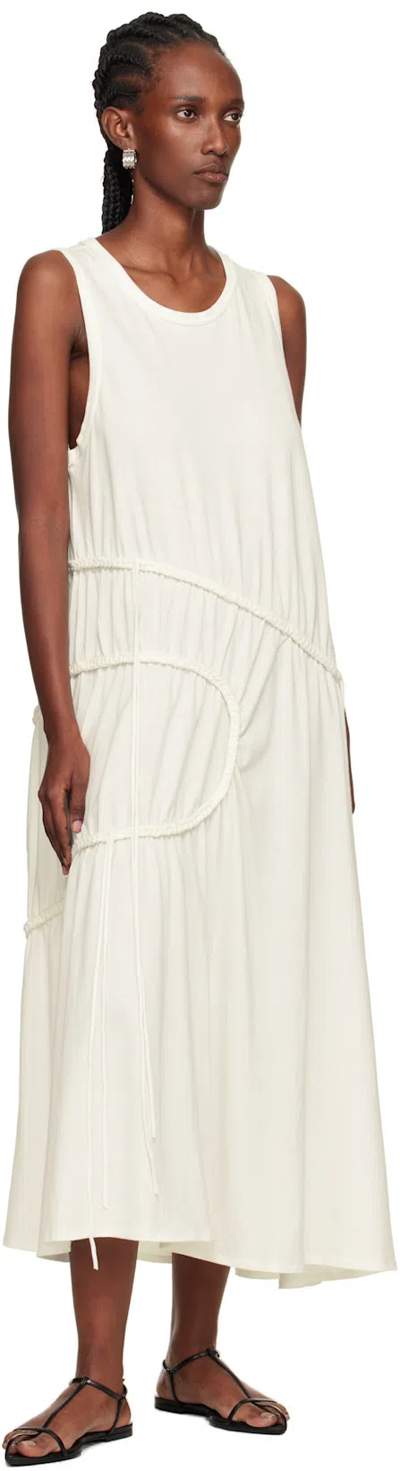 JIL SANDER Leather Sandals Flat Sole Pointed Toe In Black