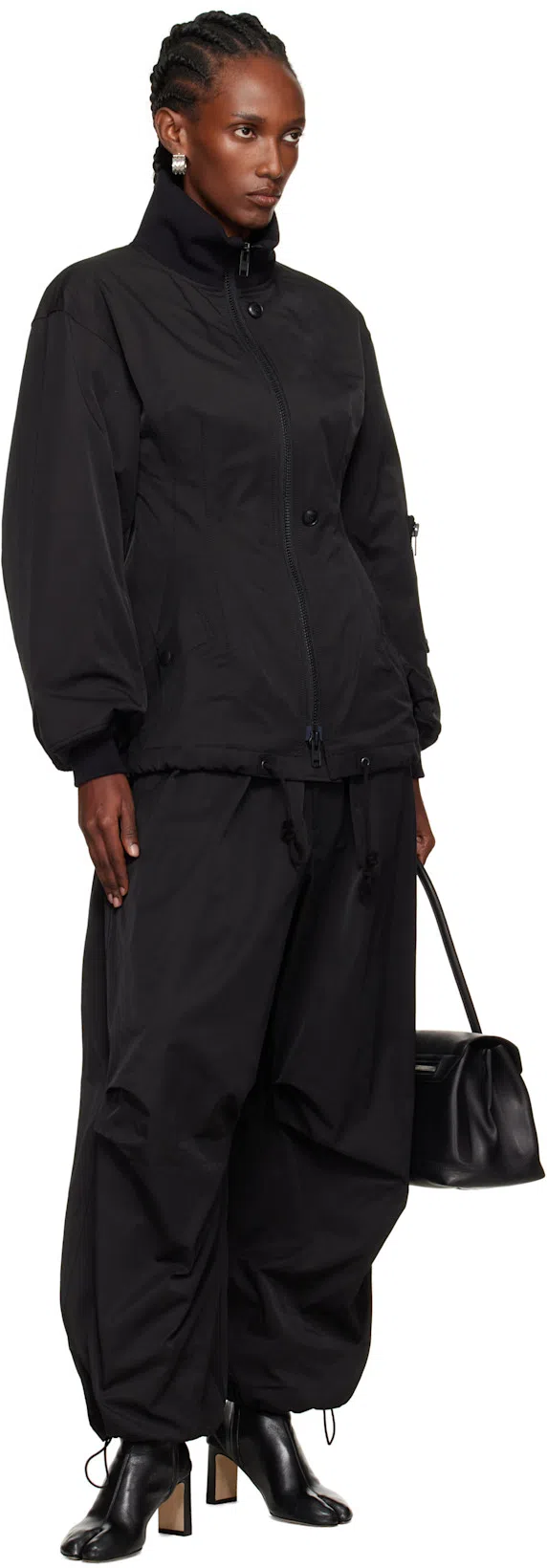 YOHJI YAMAMOTO Black Twill Darts Bomber Jacket