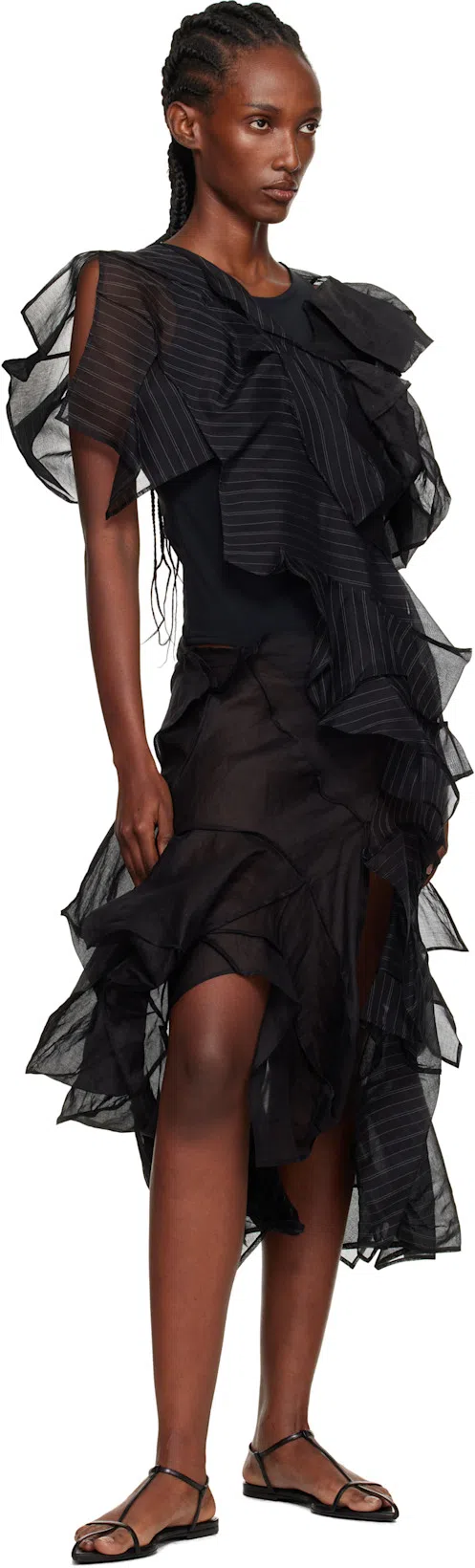 MAISON MARGIELA Tabi Sandals In Brushed Leather In Black