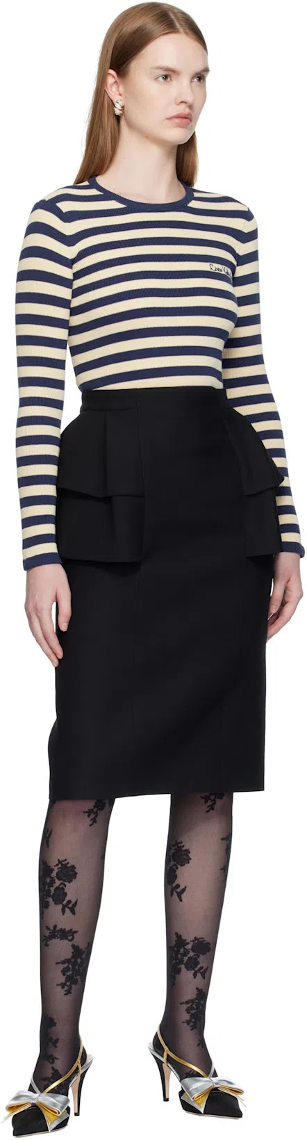 VALENTINO GARAVANI Slingback Bowow Pumps Black With Bow In Multi