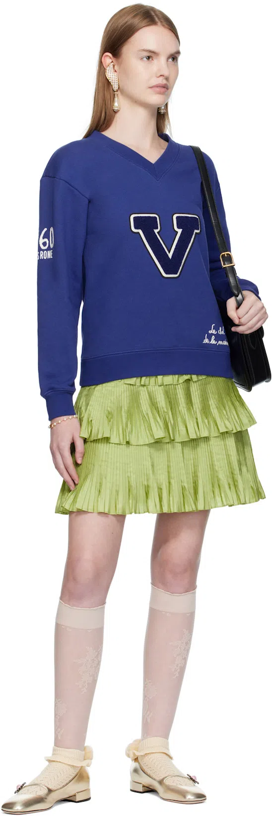 VALENTINO GARAVANI Floral Embellished Ballets Metallic Finish In Multicolor