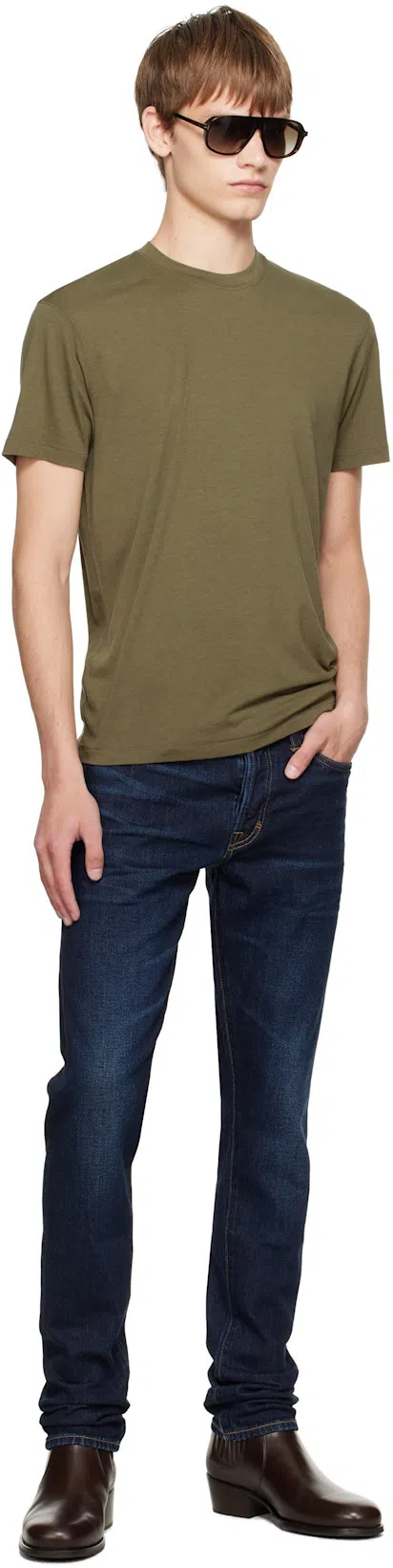 TOM FORD Slim-fit Lyocell And Cotton-blend Jersey T-shirt In Green