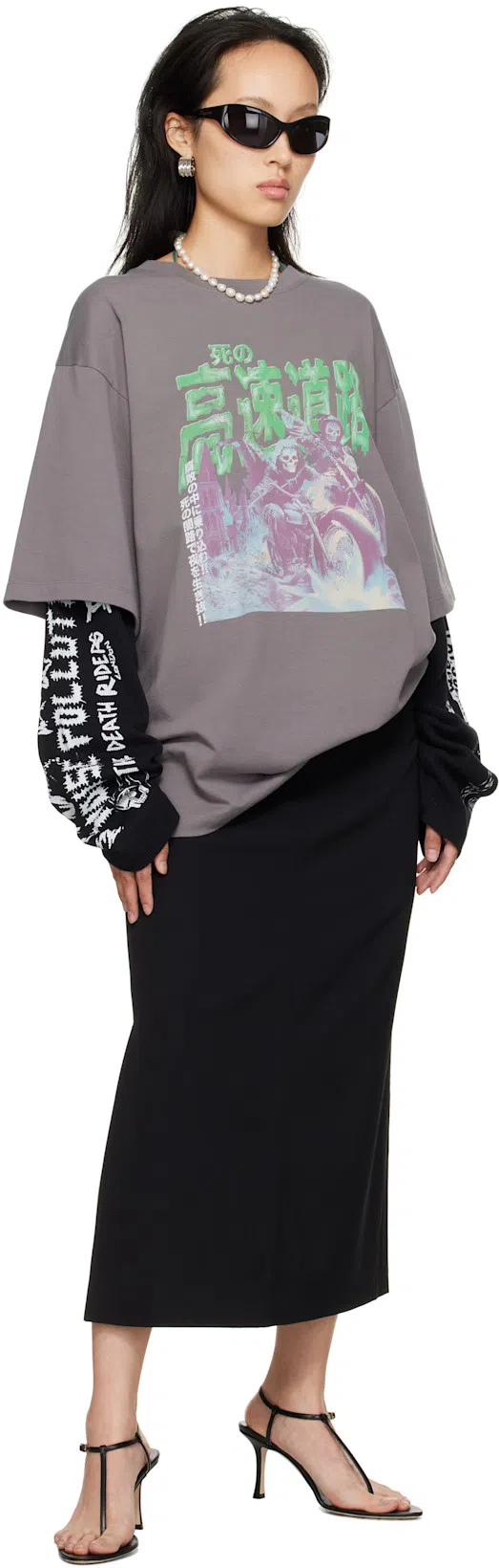 THE ROW Black Mathias Midi Skirt In Blk Black