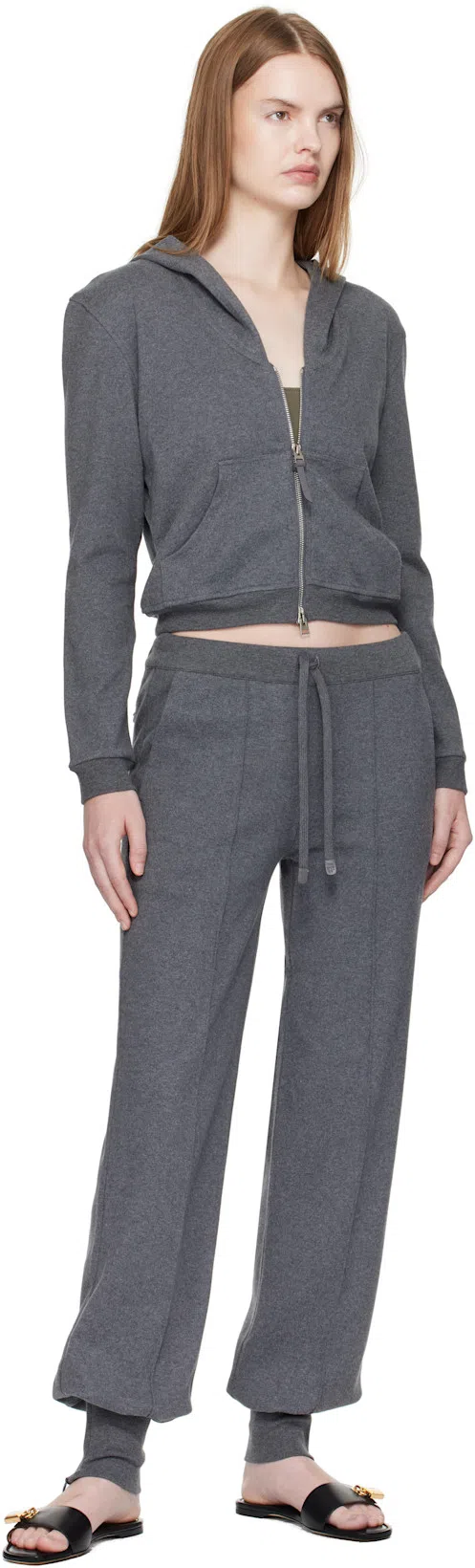 TOM FORD Hoodie Cotton Cropped Kangaroo Pockets In Green