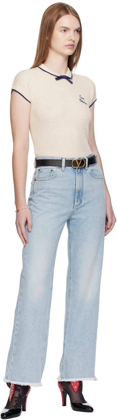 VALENTINO GARAVANI Black And Red Foliefoliage Décolleté