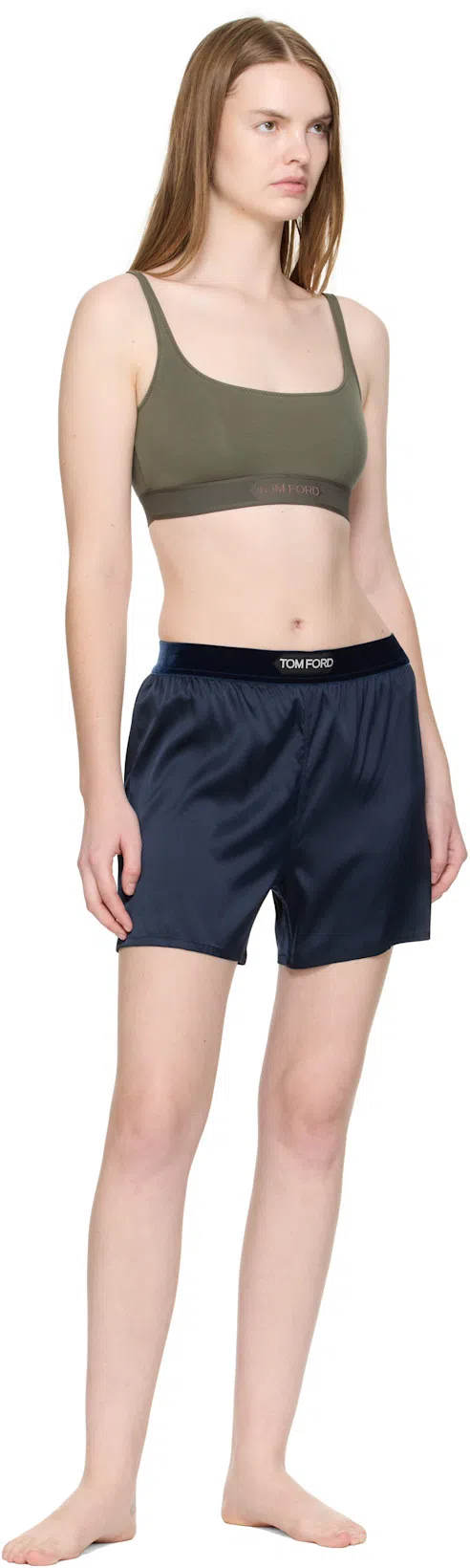 TOM FORD Shorts In Stretch Silk Satin In Blue