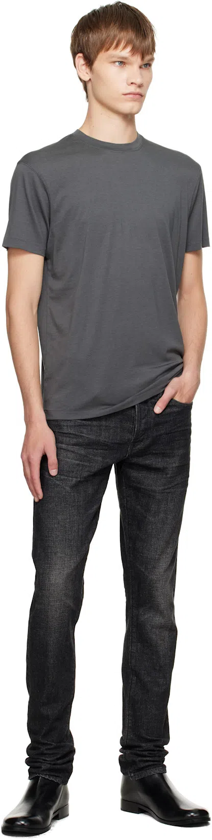TOM FORD Lyocell And Cotton-blend Jersey T-shirt In Gray