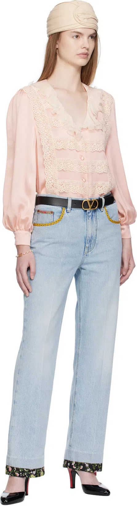 VALENTINO GARAVANI Black And Red Foliefoliage Décolleté