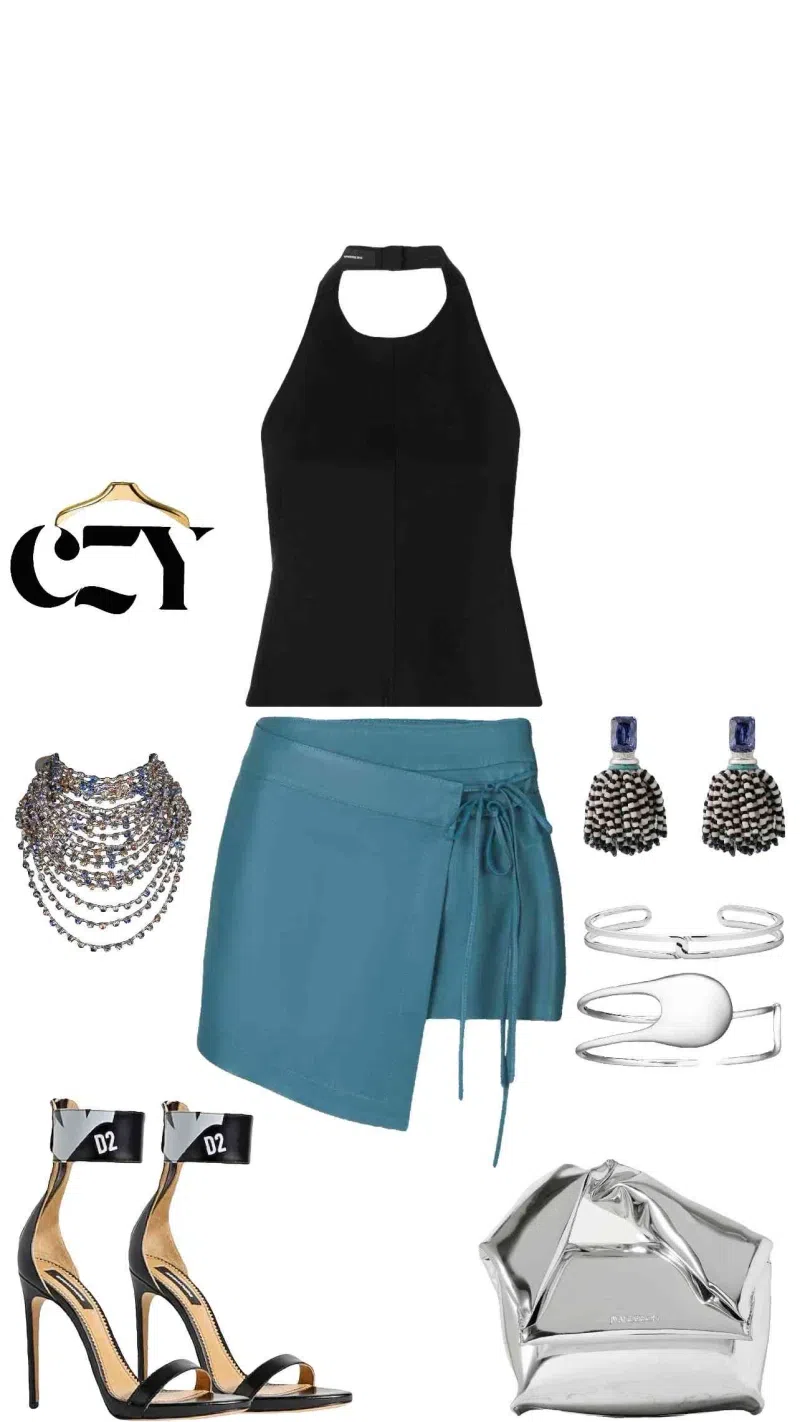 WARDROBE.NYC Buckle Halterneck Open Back Sleeveless Top In Black