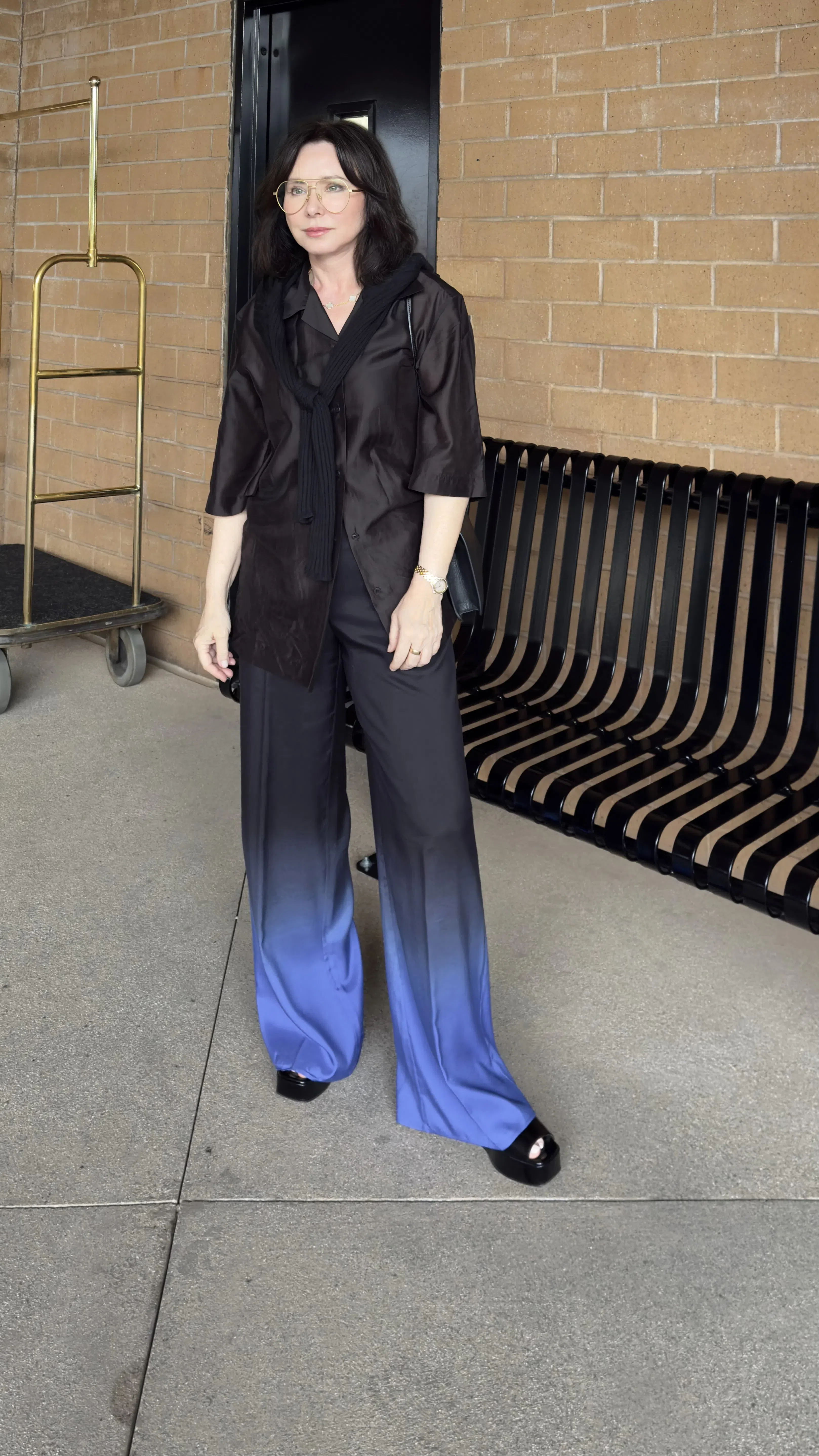 THE ROW 20mm Emi Flatform Patent Leather Wedges In Black