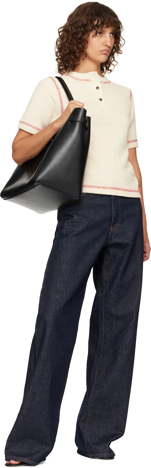 TOM FORD Lock Hardware Leather Open Toe Sandals In Black