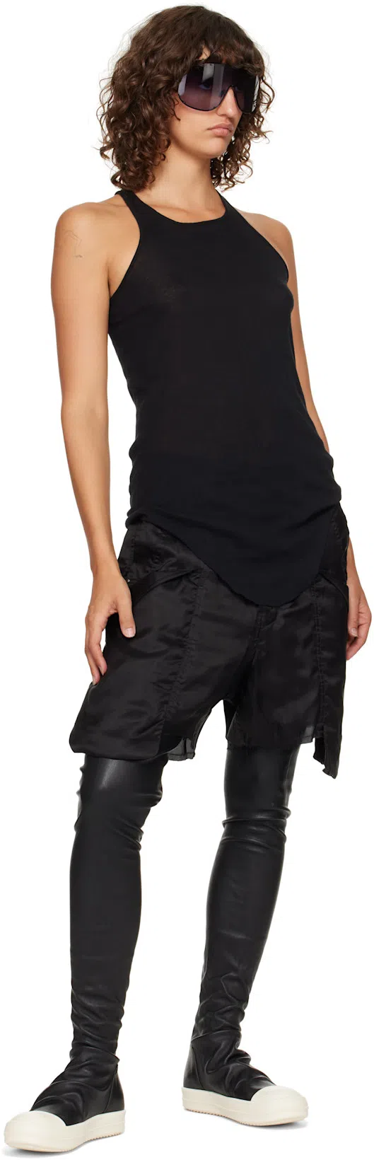 RICK OWENS Black Knee-high Sneakers With Platform In Leather Woman In Gray