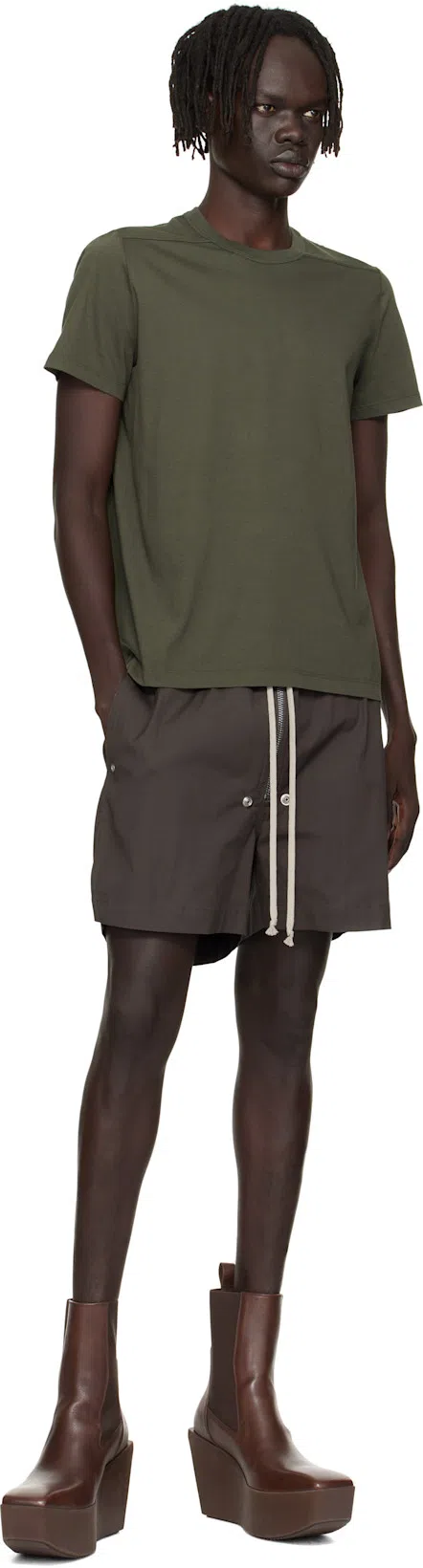 RICK OWENS Brown Hollywoode Sliver Platform Beatles Chelsea Boots In 14 Mahogany