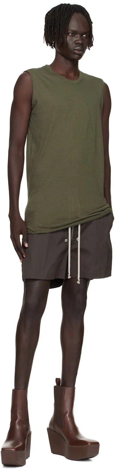 RICK OWENS Brown Hollywoode Sliver Platform Beatles Chelsea Boots In 14 Mahogany