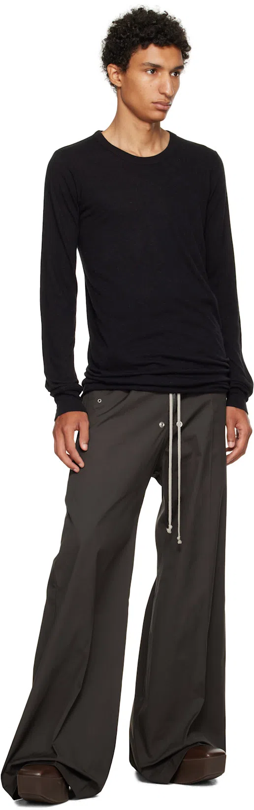 RICK OWENS Brown Hollywoode Sliver Platform Beatles Chelsea Boots In 14 Mahogany