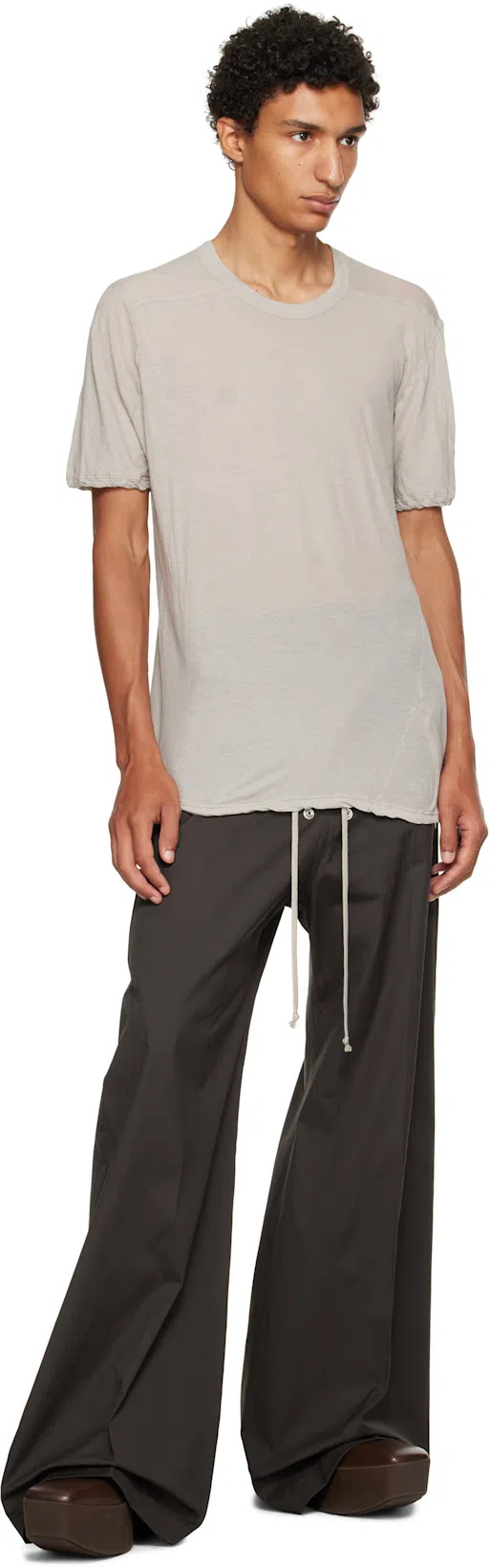 RICK OWENS Brown Hollywoode Sliver Platform Beatles Chelsea Boots In 14 Mahogany