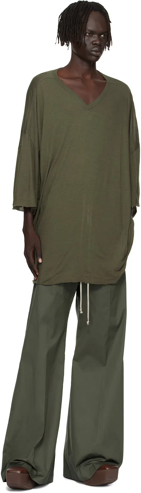 RICK OWENS Brown Hollywoode Sliver Platform Beatles Chelsea Boots In 14 Mahogany